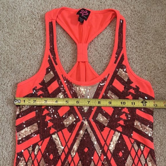 NWOT 2Bebe sequins coral tank top XS - Picture 6 of 6